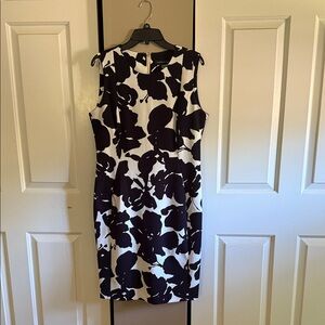 Andrew Marc Black and White Floral Midi Dress